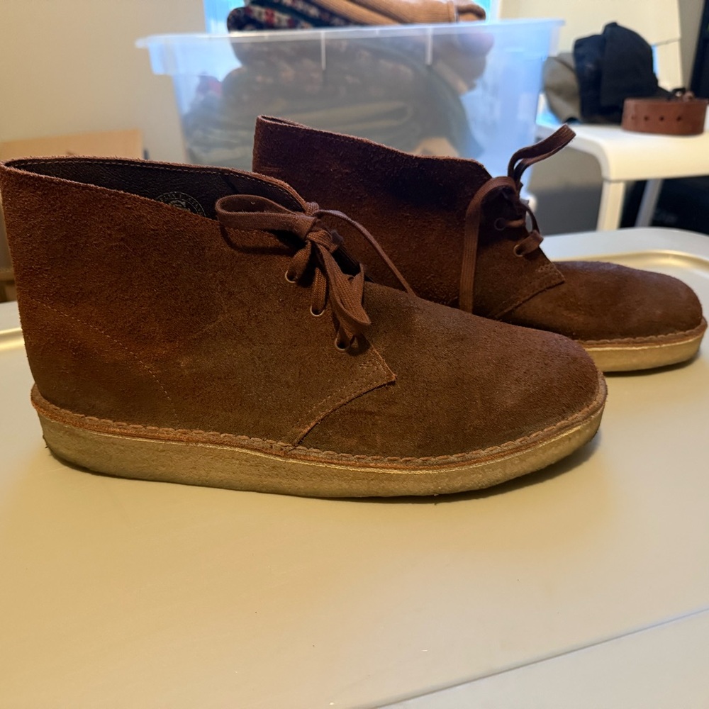 Clarks Originals Desert Coal Chukka Boots Dark Brown Suede Sz 11.5 Crepe Sole